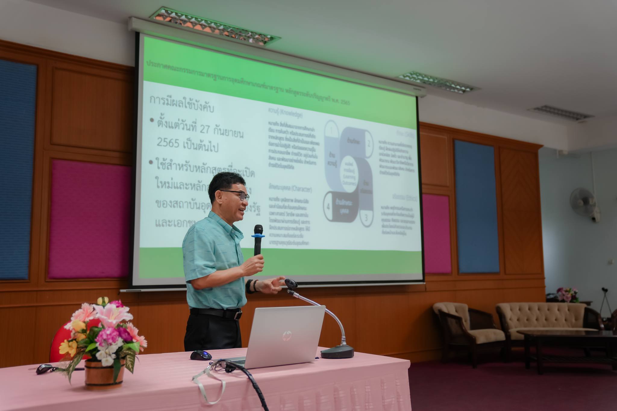 วันที่ 21 มิ.ย. 67 ณ ห้องประชุมอินทนิล โครงการอบรมเชิงปฏิบัติการ หัวข้อ ?แนวทางการเขียนหลักสูตรการศึกษาที่มุ่งผลลัพธ์